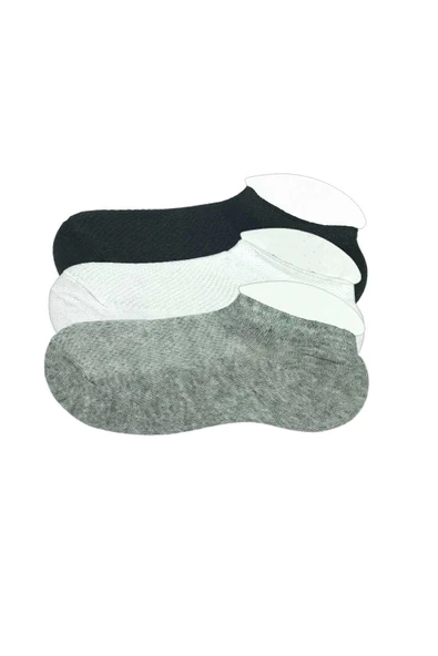 LitaeTrend 3 Adet Çocuk Sneaker Patik Çorap Siyah Beyaz Gri - 1