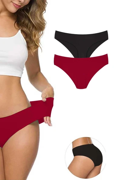 LitaeTrend 2 Adet Kadın Dikişsiz Lazer Kesim Esnek İz yapmayan Külot S4 ürün görseli 1