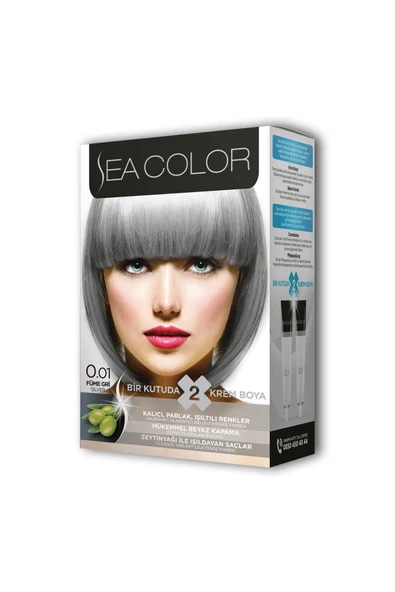 LitaeTrend 2 Tüp Krem Saç Boyası Seti Füme Gri No:0.01 ürün görseli 1