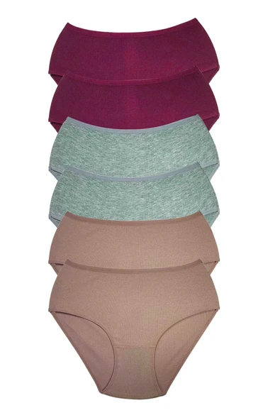 LitaeTrend 6 Adet Kadın Yüksek Bel Ribana Bato Külot S084 ürün görseli 1