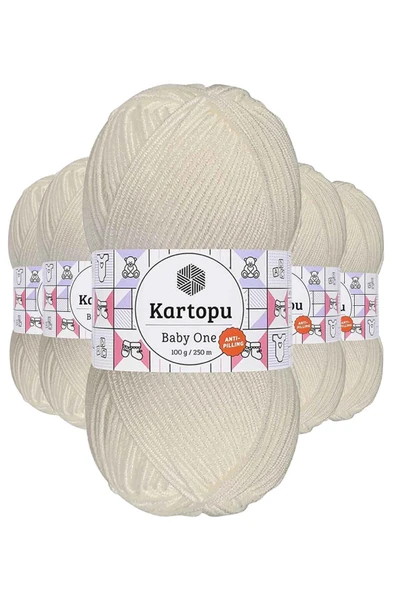 LitaeTrend 5 Adet Baby One Tüylenmeyen El Örgü İpi Yünü Kırık Beyaz K019 ürün görseli 1