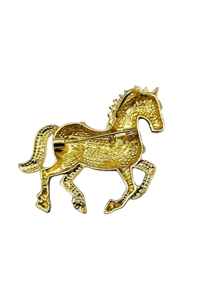 Siyah At Broş Kristal Taşlı Zarif Horse Brooch Şık At Figürlü Kadın Aksesuar - 4