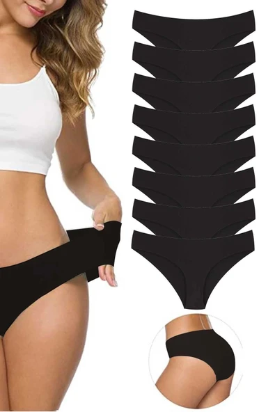 LitaeTrend 8 Adet Kadın Dikişsiz Lazer Kesim Esnek İz yapmayan Külot Siyah ürün görseli 1