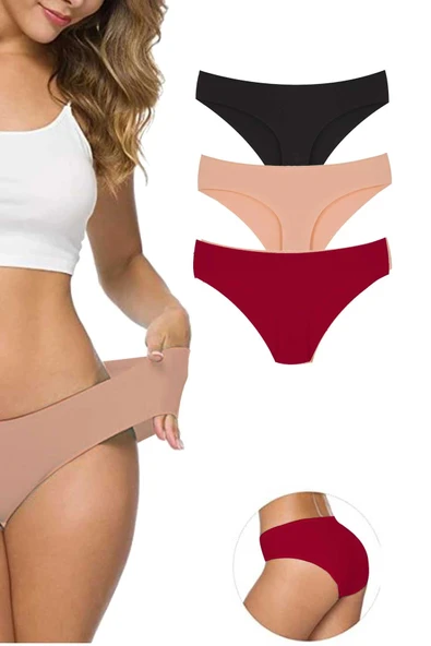 LitaeTrend 3 Adet Kadın Dikişsiz Lazer Kesim Esnek İz yapmayan Külot S6 ürün görseli 1