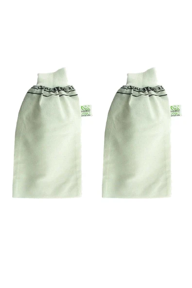 LitaeTrend 2 Adet Beyaz Banyo Hamam Kesesi Lastikli 25x17 Cm - 1