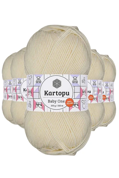 LitaeTrend 5 Adet Baby One Tüylenmeyen El Örgü İpi Yünü Krem K025 ürün görseli