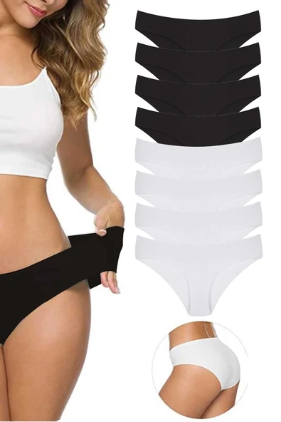 LitaeTrend 8 Adet Kadın Dikişsiz Lazer Kesim Esnek İz yapmayan Külot S1 ürün görseli 1