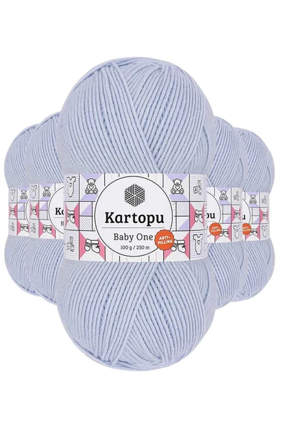 LitaeTrend 5 Adet Baby One Tüylenmeyen El Örgü İpi Yünü Buz Mavi K580 ürün görseli