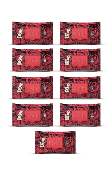 LitaeTrend 9 Paket Red Rose Islak Havlu Mendil 90 Adet Kapaklı Gül Kokulu - 1