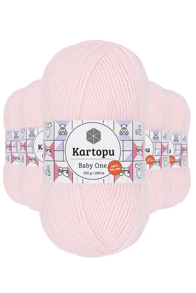 LitaeTrend 5 Adet Baby One Tüylenmeyen El Örgü İpi Yünü Bebe Pembe K255 ürün görseli