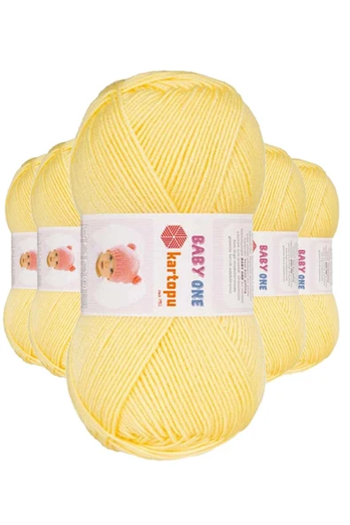 LitaeTrend 5 Adet Baby One Tüylenmeyen El Örgü İpi Yünü Açık Sarı K331 ürün görseli 1