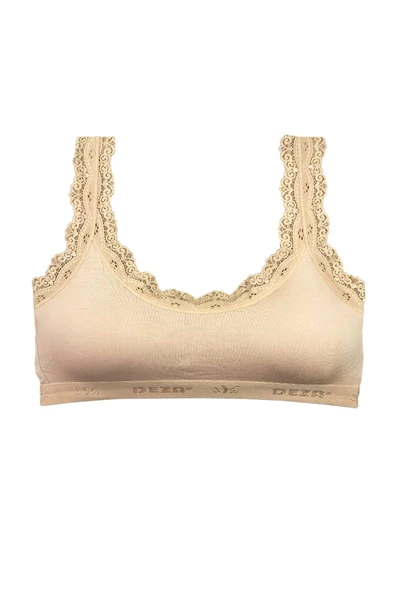 LitaeTrend Dantel Nakış İşlemeli Pedli Bambu Kadın Büstiyer Ten ürün görseli 1