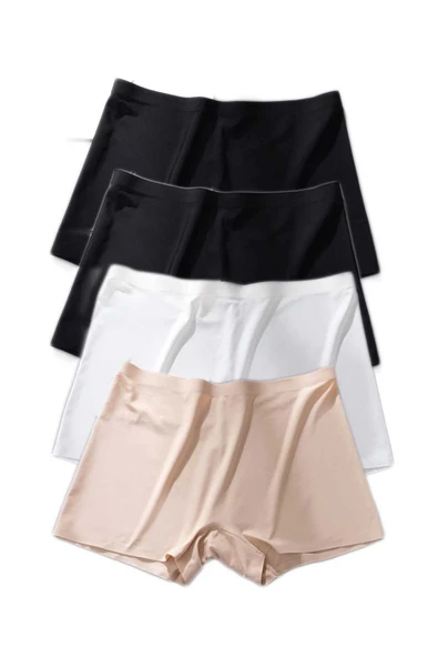 LitaeTrend 4 Adet Kadın Dikişsiz Görünmez İz Yapmaz Mini Şort Boxer Siyah Beyaz Ten - Resim 2