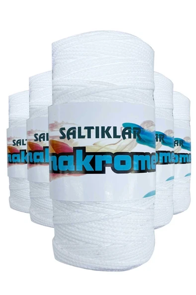 LitaeTrend 5 Adet Polyester Makrome İpi 10 Kar Beyaz 100 gr ürün görseli 1