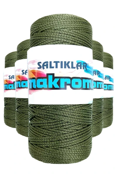 LitaeTrend 5 Adet Polyester Makrome İpi 2860 Haki Yeşil 100 gr ürün görseli 1