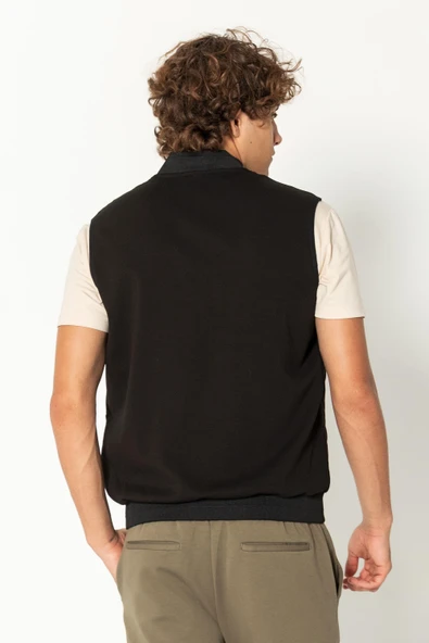 Erkek Kapitone Detaylı Örme Pamuk Günlük Hafif Yelek - 3