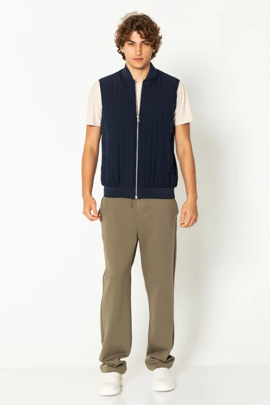 Erkek Kapitone Detaylı Örme Pamuk Günlük Hafif Yelek - 9