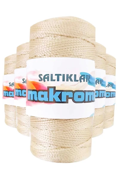 LitaeTrend 5 Adet Polyester Makrome İpi 230 Açık Bej 100 gr ürün görseli 1