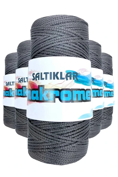 LitaeTrend 5 Adet Polyester Makrome İpi 420 Koyu Gri 100 gr ürün görseli 1