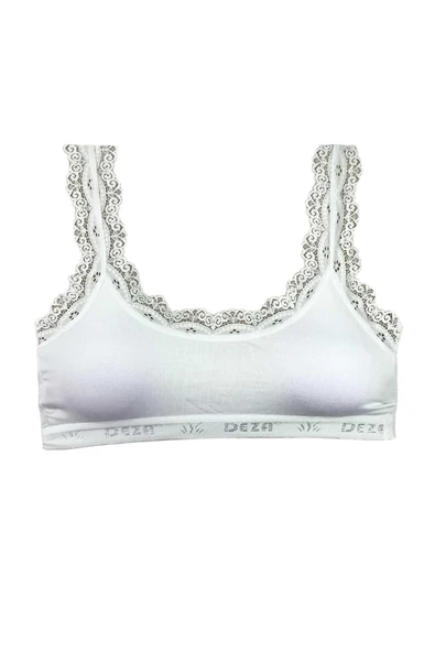 LitaeTrend Dantel Nakış İşlemeli Pedli Bambu Kadın Büstiyer Beyaz ürün görseli 1