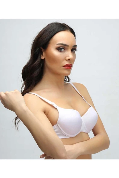 LitaeTrend Silikonlu Desteksiz Telli Düz Boş Sütyen Ten - Resim 3