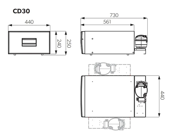 Dometic CD30 31Lt 12V/24V Çekmece Tipi Marin/Karavan Buzdolabı ( Siyah ) - 4