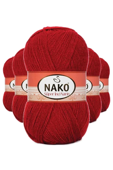 LitaeTrend 5 Adet Süper İnci El Örgü İpi 100 gr Koyu Kırmızı 1175 ürün görseli 1