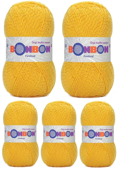 LitaeTrend 5 Adet Festival Simli Örgü İpi Yünü Renk No:217 ürün görseli 1