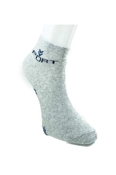 LitaeTrend 12 Çift Pamuklu Erkek Yazlık Spor Bilek Çorap Siyah Gri Lacivert - Resim 4