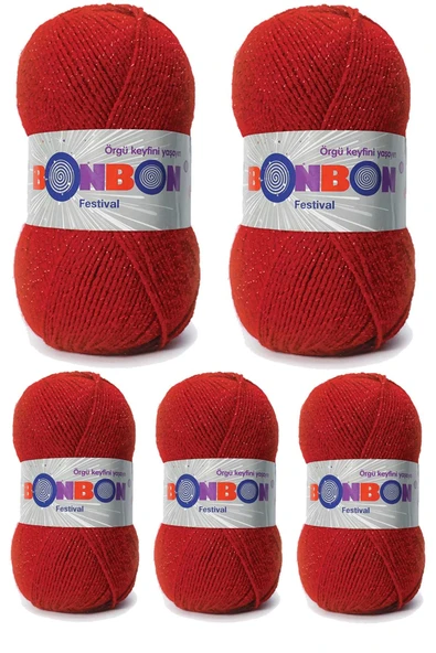 LitaeTrend 5 Adet Festival Simli Örgü İpi Yünü Renk No:237 ürün görseli 1