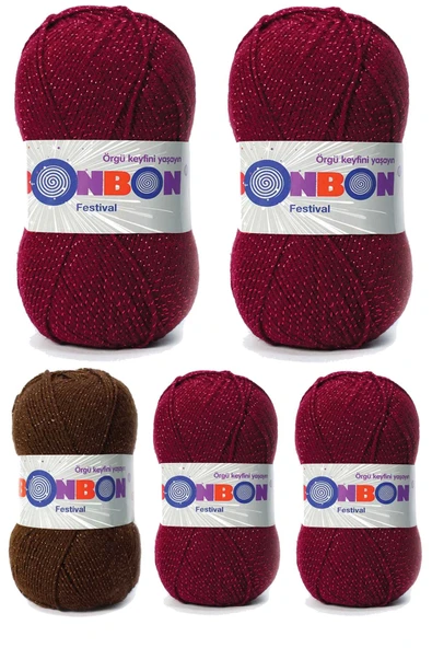LitaeTrend 5 Adet Festival Simli Örgü İpi Yünü Renk No:220 ürün görseli
