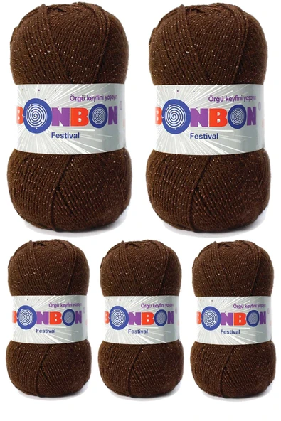 LitaeTrend 5 Adet Festival Simli Örgü İpi Yünü Renk No:219 ürün görseli 1