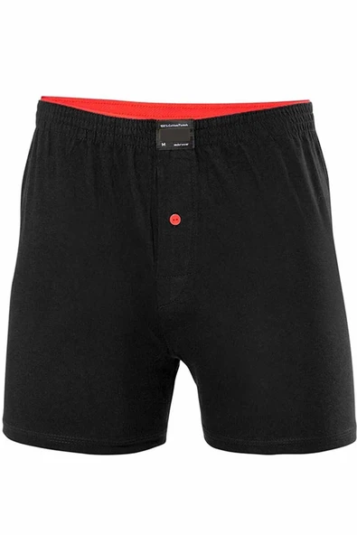 LitaeTrend Düğmeli Pamuklu Erkek Penye Boxer Büyük Beden Siyah - 1278A - 1