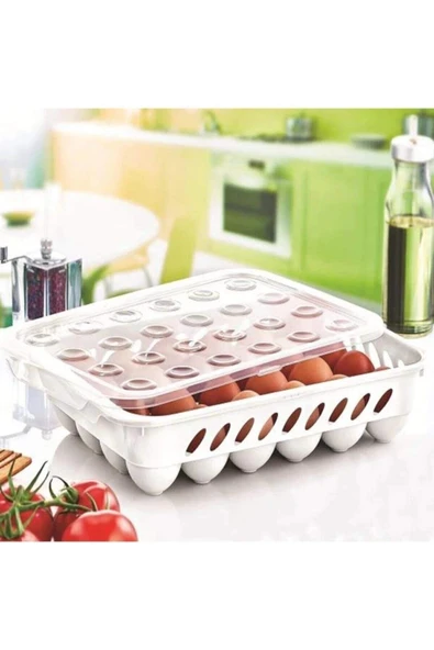 LitaeTrend Yumurta Kapalı Saklama Kabı 24'lü Beyaz ürün görseli 1