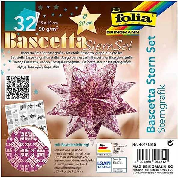 Supertrend Bascetta Stern Çift Taraflı Origami Kağıdı 15x15 cm. 32 Yaprak MOR ürün görseli 1