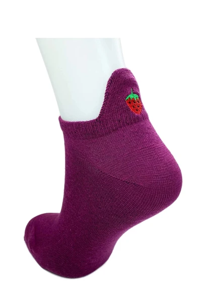 LitaeTrend 6 Çift Çilek Nakış Baskılı Pamuklu Yumuşak Kadın Bilek Çorap - Resim 7