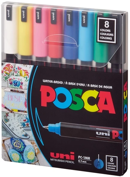 Supertrend Posca PC-1MR 0.7 Su Bazlı Boyama Markörü Seti Ana Renkler 8 RENK ürün görseli