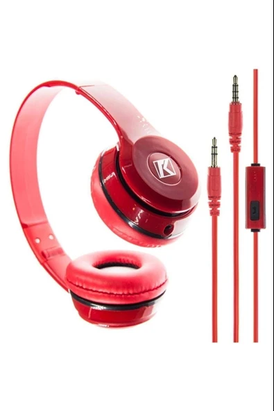 LitaeTrend Kırmızı Kulak Üstü Portatif Katlanır Stereo Kulaklık - 1
