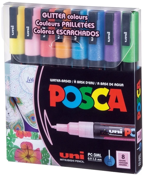Supertrend Posca PC-3M 0.9-1.3 Su Bazlı Boyama Markörü Seti Simli Renkler 8 RENK ürün görseli