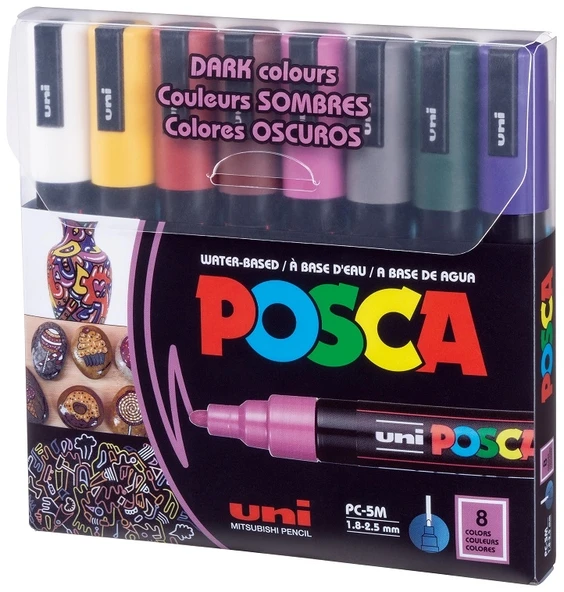 Supertrend Posca PC-5M 1.8-2.5 Su Bazlı Boyama Markörü Seti Koyu Renkler 8 RENK ürün görseli