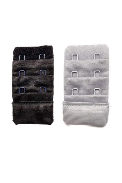 LitaeTrend 2 Adet Agraf Sütyen Uzatma Kopçası 3 Sıra / 2 Kanca Siyah Gri ürün görseli 1