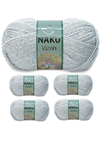 LitaeTrend 5 Adet Vizon Premium Akrilik El Örgü İpi Yünü Renk No:195 Açık Gri Melanj ürün görseli 1