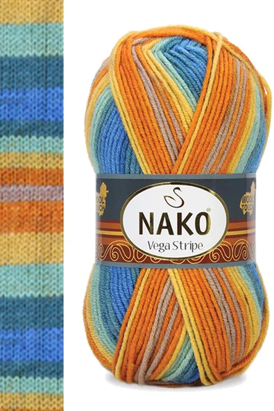 LitaeTrend 5 Adet Vega Stripe Premium Akrilik El Örgü İpi Yünü No: 82421 - Resim 4