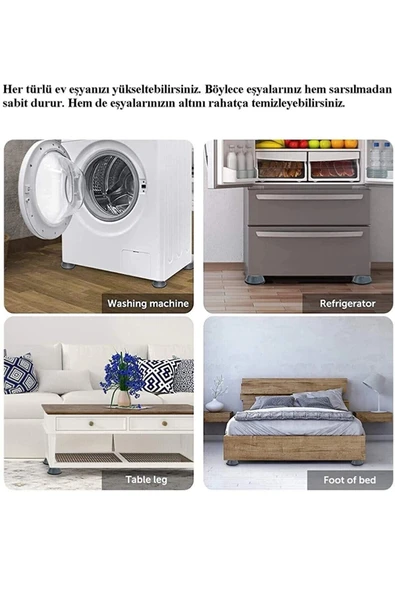 LitaeTrend Çamaşır Makinesi Titreşim Önleyici Mobilya Yükseltici Kaydırmaz Vantuzlu Stoper Set 4 Adet - 8