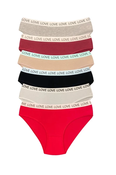 LitaeTrend 6 Adet Pamuklu Esnek Kadın Slip Bikini Külot Geniş Lastikli Baskılı ürün görseli