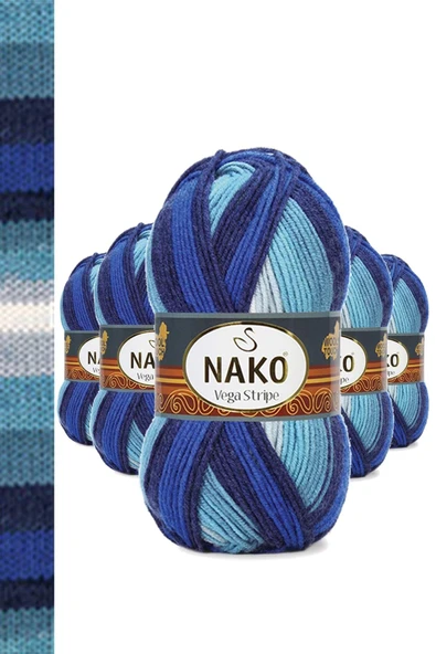 LitaeTrend 5 Adet Vega Stripe Premium Akrilik El Örgü İpi Yünü No: 82423 ürün görseli 1