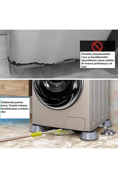 LitaeTrend Çamaşır Makinesi Titreşim Önleyici Mobilya Yükseltici Kaydırmaz Vantuzlu Stoper Set 4 Adet - 5