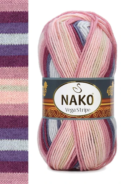 LitaeTrend 5 Adet Vega Stripe Premium Akrilik El Örgü İpi Yünü No: 82415 - Resim 4