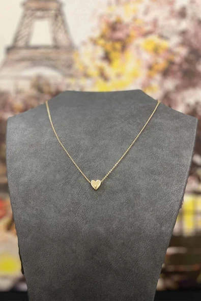 LitaeTrend Altın Kaplama Minimal Kalp Tasarım İnce Zincirli Kolye 40 cm - Resim 2