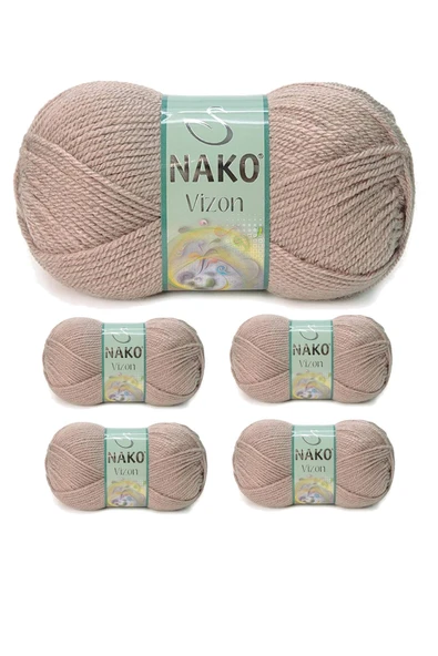 LitaeTrend 5 Adet Vizon Premium Akrilik El Örgü İpi Yünü Renk No:257 Sütlü Kahve